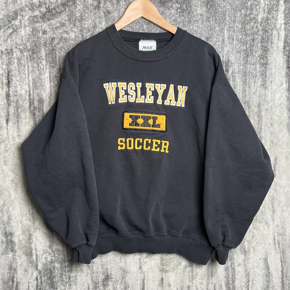 Vintage National Athletic Sportswear Sweatshirt Wesleyan Soccer University XL